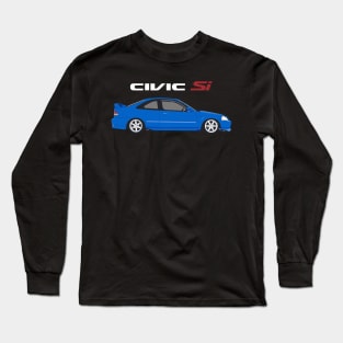 Civic Si Electron Blue COupe VOLK TE37 Long Sleeve T-Shirt